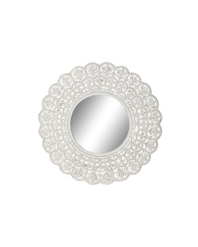 Wandspiegel Home ESPRIT Wit Mangohout Hout MDF Indiaas Decapé 89 x 2 x 89 cm