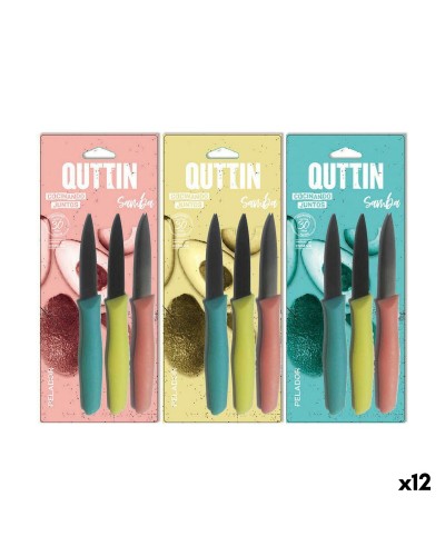 Ensemble de Couteaux de Cuisine Quttin Samba 3 Pièces (19,5 cm) : Tranchants et Robustes avec une Poignée Ergonomique
