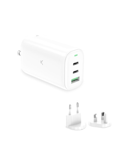 Chargeur KSIX GaN 65W Blanc - Charge Rapide Mural
