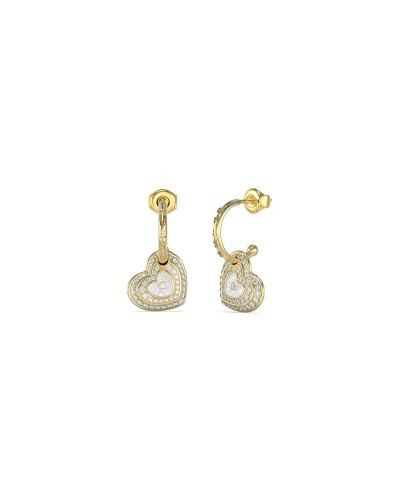 Guess Boucles d'Oreilles Femme Argent Blanc JUBE04019JWYGWHT-U Logo Cristaux
