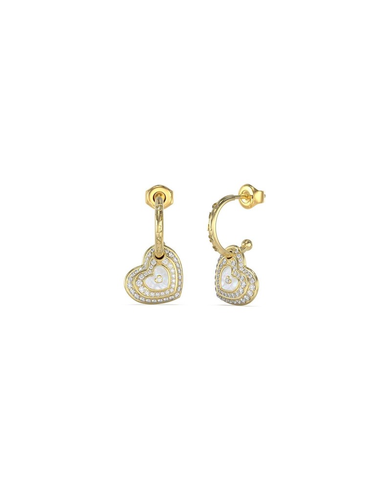 Guess Orecchini Donna Argento Bianco JUBE04019JWYGWHT-U Logo Cristalli