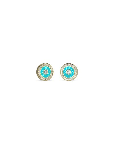 Guess Pendientes Mujer Acero Inoxidable Dorado - Colgantes Logo Triángulo
