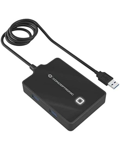 Conceptronic Hub USB 3.0 4 Ports - Noir - Transfert Rapide de Données
