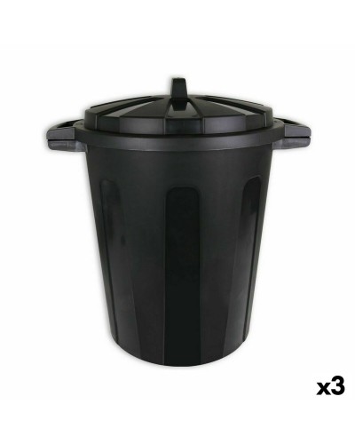 Prullenbak Dem 70 L Zwart 56 x 45 x 60 cm (3 Stuks)
