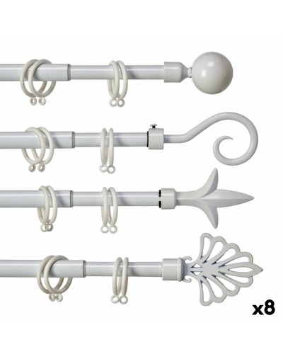 Bastone Estensibile per Tende Bianco in Ferro, 5 x 122 cm (Set da 8)