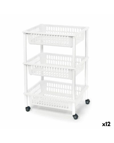 Kasviskärry Tontarelli Mito 3 Muovinen Valkoinen 40 x 29 x 62 cm (12 osaa)