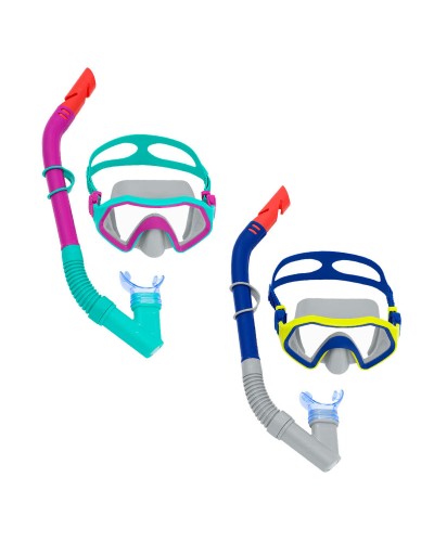 Bestway Set Masker en Buis Volwassene Purga Klep Assorti Kleur +14 Jaar Strand en Zwembad 24021