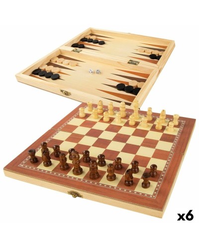 Colorbaby Échecs Dames Backgammon Bois - Ensemble 6 Unités
