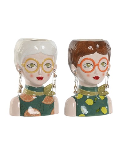 Macetero Home ESPRIT Multicolor Dolomita chica Urbano 16 X 13,5 X 23 cm (2 Unidades)