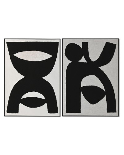 Schilderij Home ESPRIT Zwart Beige Abstract 103 x 4,3 x 143 cm (2 Stuks)