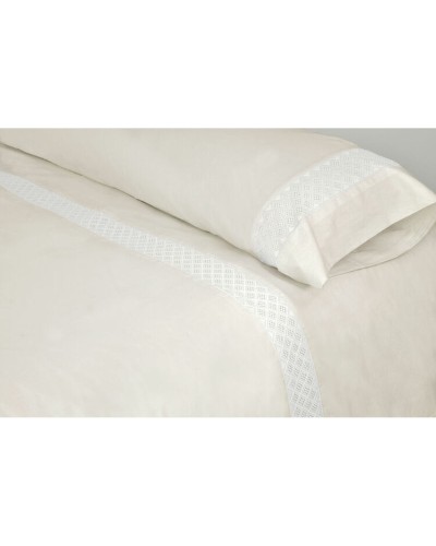 Housse de couette Pierre Cardin ELISA Beige Ivoire Style Volant Plat, 2 Pièces
