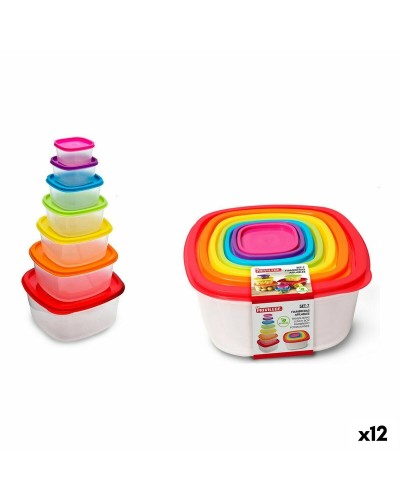 Set di Contenitori Portapranzo Impilabili Privilege, 7 Pezzi Multicolori Quadrati