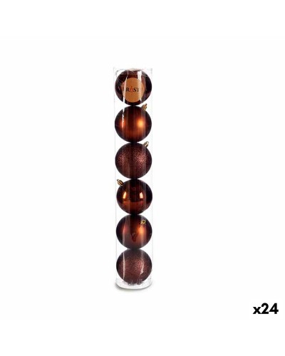 Set kerstballen Bruin Plastic Ø 8 cm 8 x 8 x 47 cm (24 Stuks)