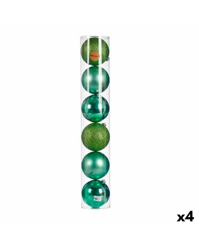 Palline di Natale verdi in plastica da 15 cm, confezione da 6 (4 unità)