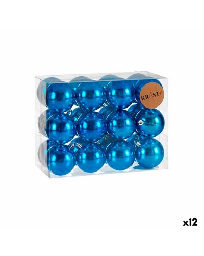Set di palline di Natale azzurre in plastica da 12 pezzi