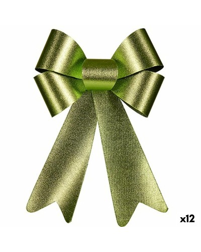 Fiocchi Natalizi Verdi in PVC da 12pz - 16x24x4cm - Decorazioni per Albero di Natale