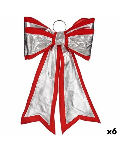 Rote und silberne Swarovski-Schleifen 40x60 cm für Weihnachtsdekorationen (6er-Pack)
