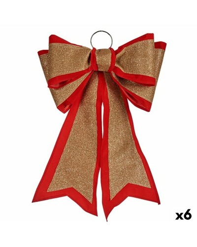 Dekorative Weihnachts-Schleifen aus PVC Rot und Gold, 6er Set (40 x 60 cm)
