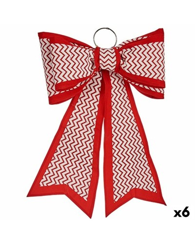 Adornos Navideños Blancos y Rojos para Árbol - Lazos Navideños 40x60cm en PVC (Paquete de 6)

