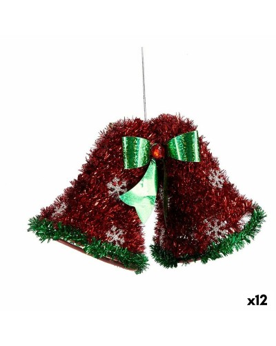 Adornos Navideños Capas de Espumillón Rojo y Verde, Juego de 12 - 21 x 14 x 10 cm
