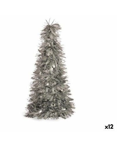 Decoratieve figuren Kerstboom Klatergoud Zilverkleurig Polypropyleen PET 27 x 45,5 x 27 cm (12 Stuks)