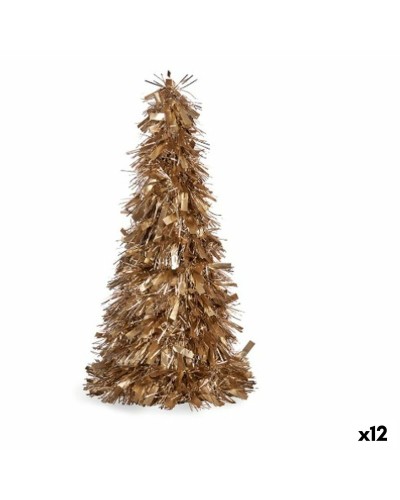 Decoratieve figuren Kerstboom Klatergoud Gouden Polypropyleen PET 27 x 45,5 x 27 cm (12 Stuks)