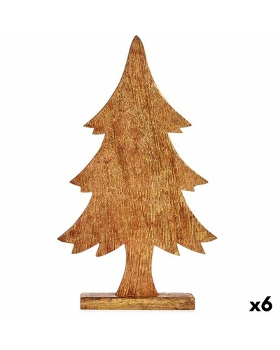 Arbre de Noël Décoratif en Bois Doré, 5,1 x 49,5 x 25,5 cm, Lot de 6
