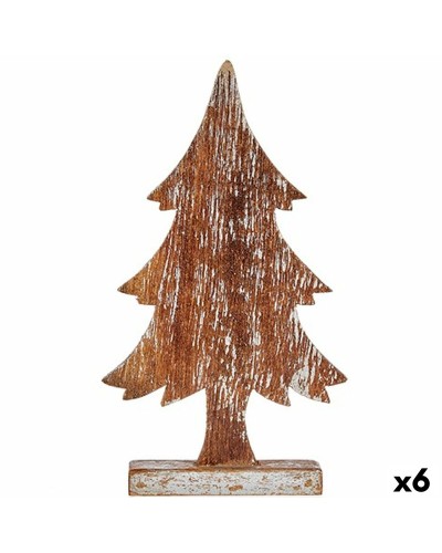 Decoratieve figuren Kerstboom Zilverkleurig Hout 5 x 39 x 21 cm (6 Stuks)