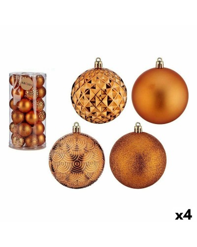Orange Christmas Balls PVC 8 cm (Set of 4) - Festive Christmas Decorations
