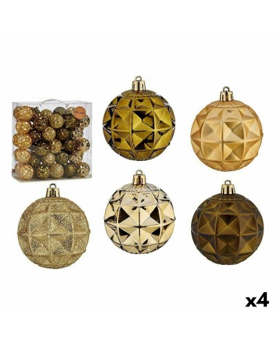 Set de 4 Bolas de Navidad Verdes y Doradas de 7 cm | Adornos para Árbol
