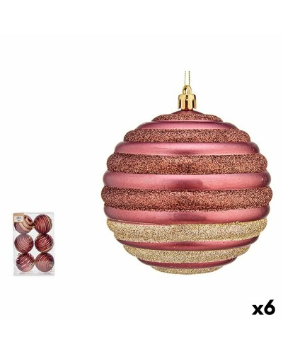 Rosa Weihnachtskugeln aus Kunststoff, 10 cm Kreise (6er-Set)
