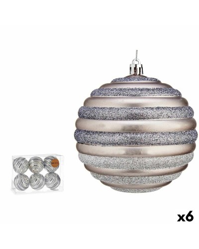 Boules de Noël Argentées 10 cm - Lot de 6 - Décorations Festives pour Sapins
