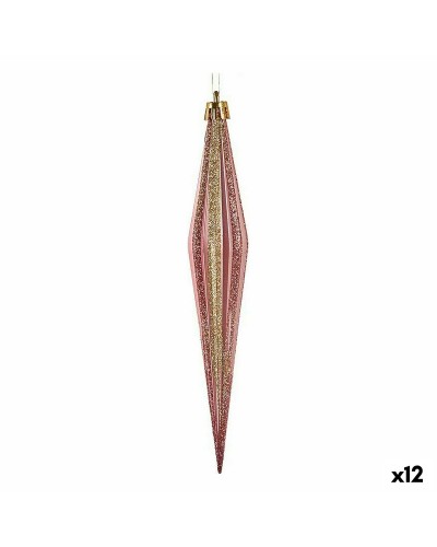 Décorations de Noël Fuselées Rose Doré en PVC, 12 Pièces (18,5 cm)
