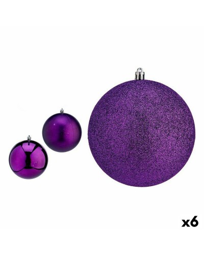 Bolas de Navidad Moradas de PVC, Paquete de 6, Diámetro 12 cm - Decoraciones para Árbol
