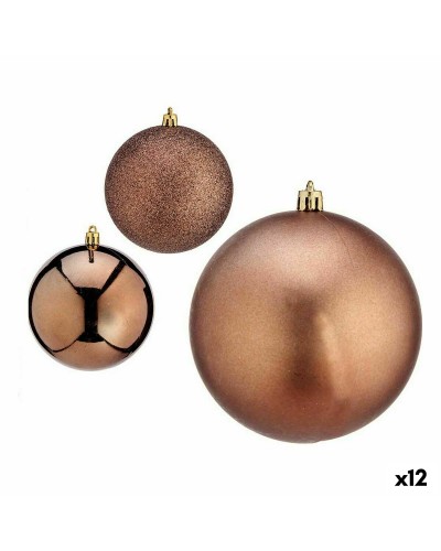 Brown Plastic Christmas Baubles, Set of 12, Dimensions 10 x 11 x 10 cm
