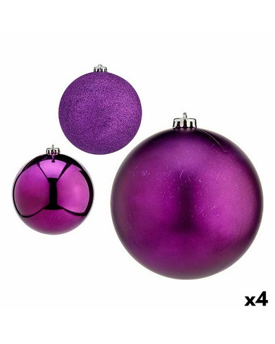 Set kerstballen Paars Plastic Ø 15 cm (4 Stuks)