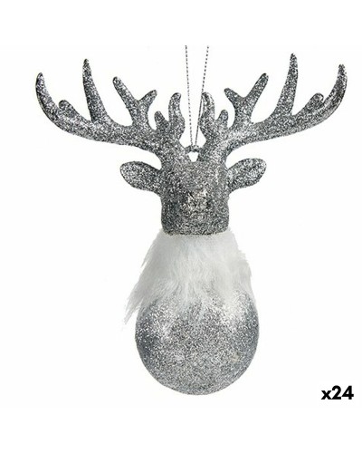 Julgranskula Ren Silvrig Plast Glitter 13,5 x 15,5 x 7 cm (24 antal)