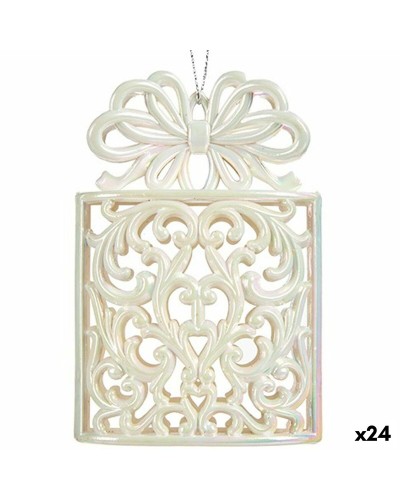 Joulukuusenpallo Lahjarasia Glitter Helmiäinen Muovinen 7,4 x 11,5 x 4 cm (24 osaa)