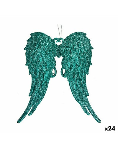 Ailes d'Ange de Noël Vertes Brillantes en Plastique, 13 x 14,5 x 2,5 cm (24 pièces)
