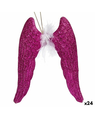 Ali d'Angelo Natalizie in Plastica con Porporina Fucsia (24 Unità) - 12,5x15x2,5 cm