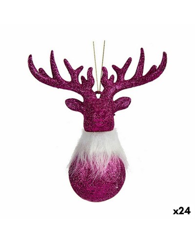 Rennes de Noël Fushia Pailletées de 13,5x15,5x7 cm (24 Pièces)
