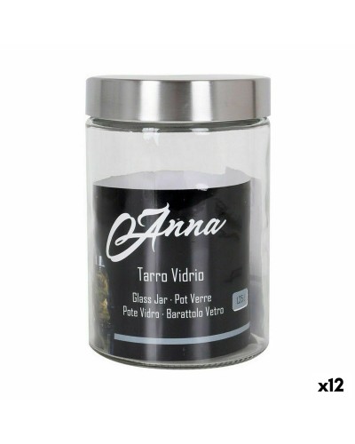 Vaso Anna de 1,25 L en Vidrio y Acero Inoxidable, Set de 12
