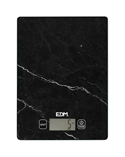 Balance de Cuisine Digitale EDM Noire 5kg - Compacte 14x19.5cm - Précision Alimentaire
