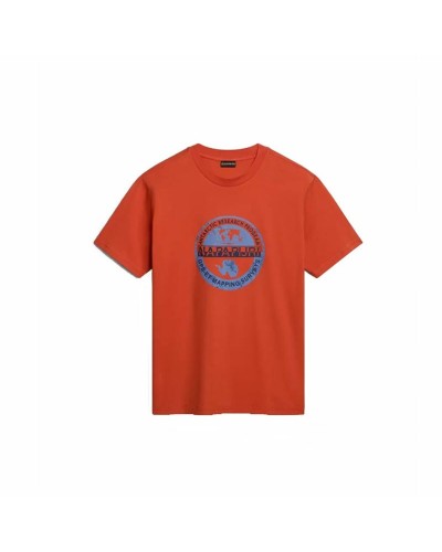 Napapijri Men's T-Shirt S-Bollo Orange - Short Sleeve Breathable Cotton

