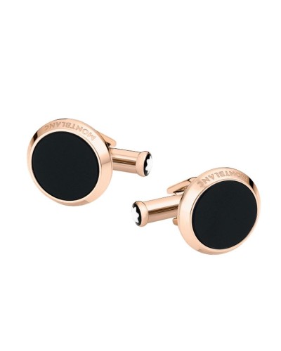 Montblanc Homme Boutons de Manchette Ronds Acier Tressé Noir Élégants 116663

