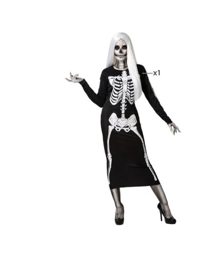 Costume Squelette Femme Noir Adultes - Halloween, Cosplay Taille Unique
