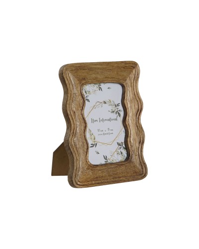 Cornice Portafoto Home ESPRIT Naturale Legno di mango Onde Città 16 x 2 x 21 cm