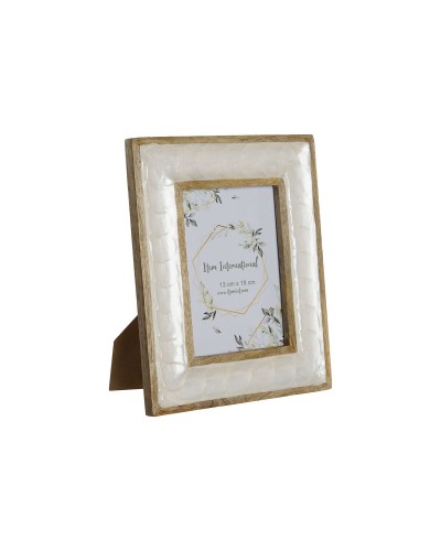 Fotorahmen Home ESPRIT Weiß natürlich Perlmutt Mango-Holz Moderne 21,5 x 2 x 27 cm