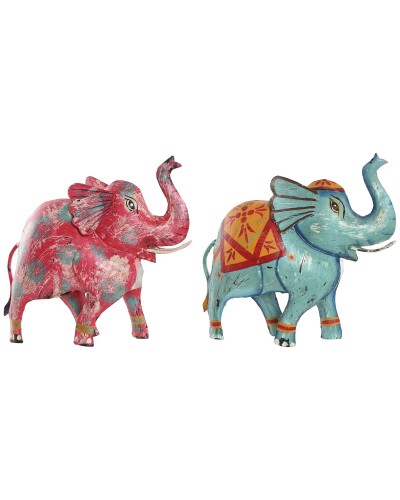 Decoratieve figuren Home ESPRIT Blauw Fuchsia 40 x 12 x 40 cm (2 Stuks)