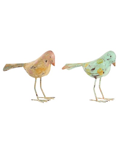 Figura Decorativa Home ESPRIT Verde Rosa 26 x 9 x 24 cm (2 Unidades)